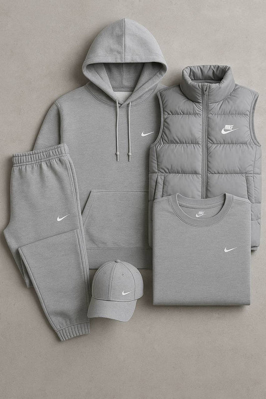 Complete Nk™ Set – Sweatshirt, Pants, Puffer Jacket & T-Shirt
