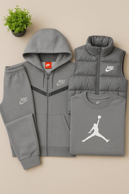 NK™ Full Outfit Tech – Hoodie, Joggers, Puffer Vest & Jordan T-Shirt