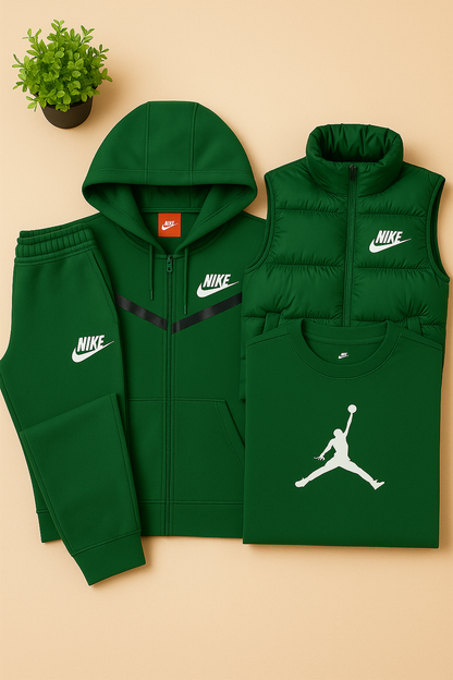 NK™ Full Outfit Tech – Hoodie, Joggers, Puffer Vest & Jordan T-Shirt